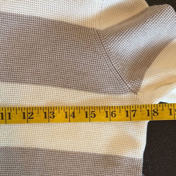 Cyrus Women's Open Front Cardigan Sweater - Cream and Brown Stripes size small - Picture 7 of 9